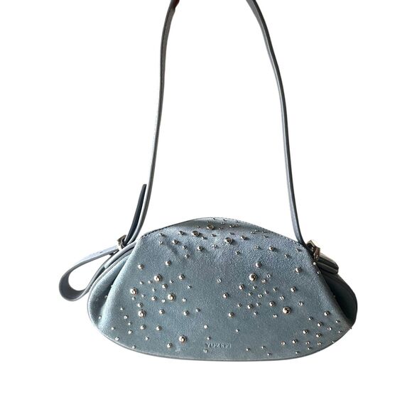 YUZEFI Dinner Roll Studded Handle Bag Light Blue NWOT - Picture 6 of 7